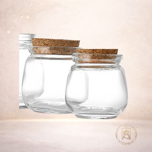 Vaso de Vidrio Tipo Pudín Pequeño con Tapa de Corcho