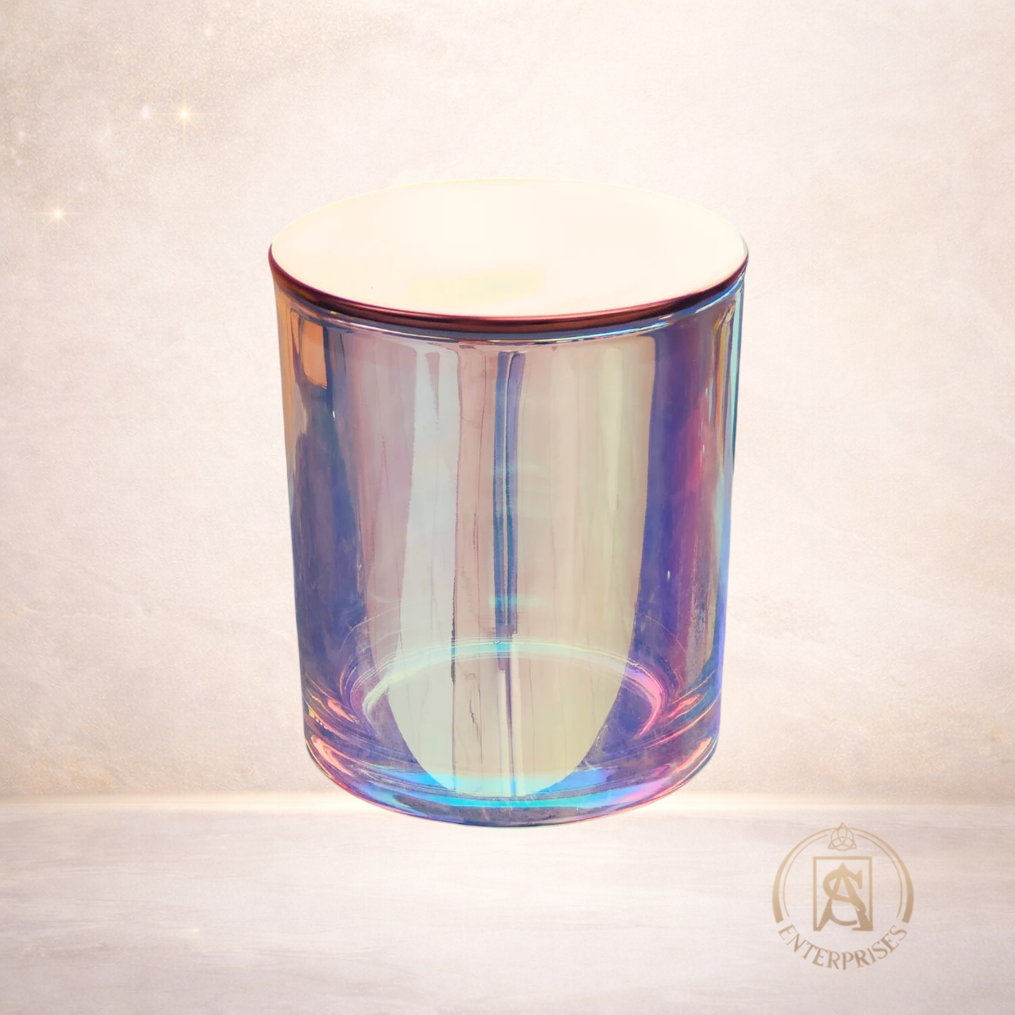 Vaso de Vidrio Tornasol Grande con tapa (madera y metálica)