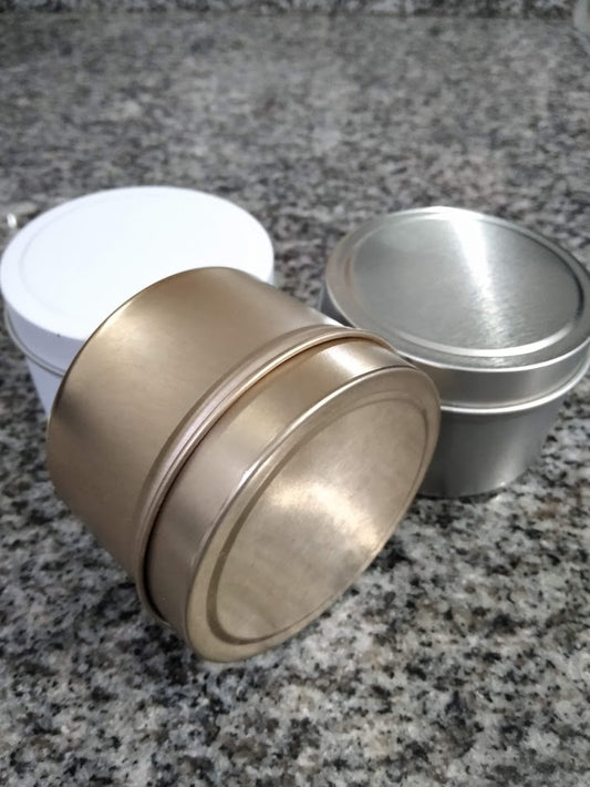 Envase de Hojalata de Lujo Unicolor: Dorado, Blanco Negro y Plateado