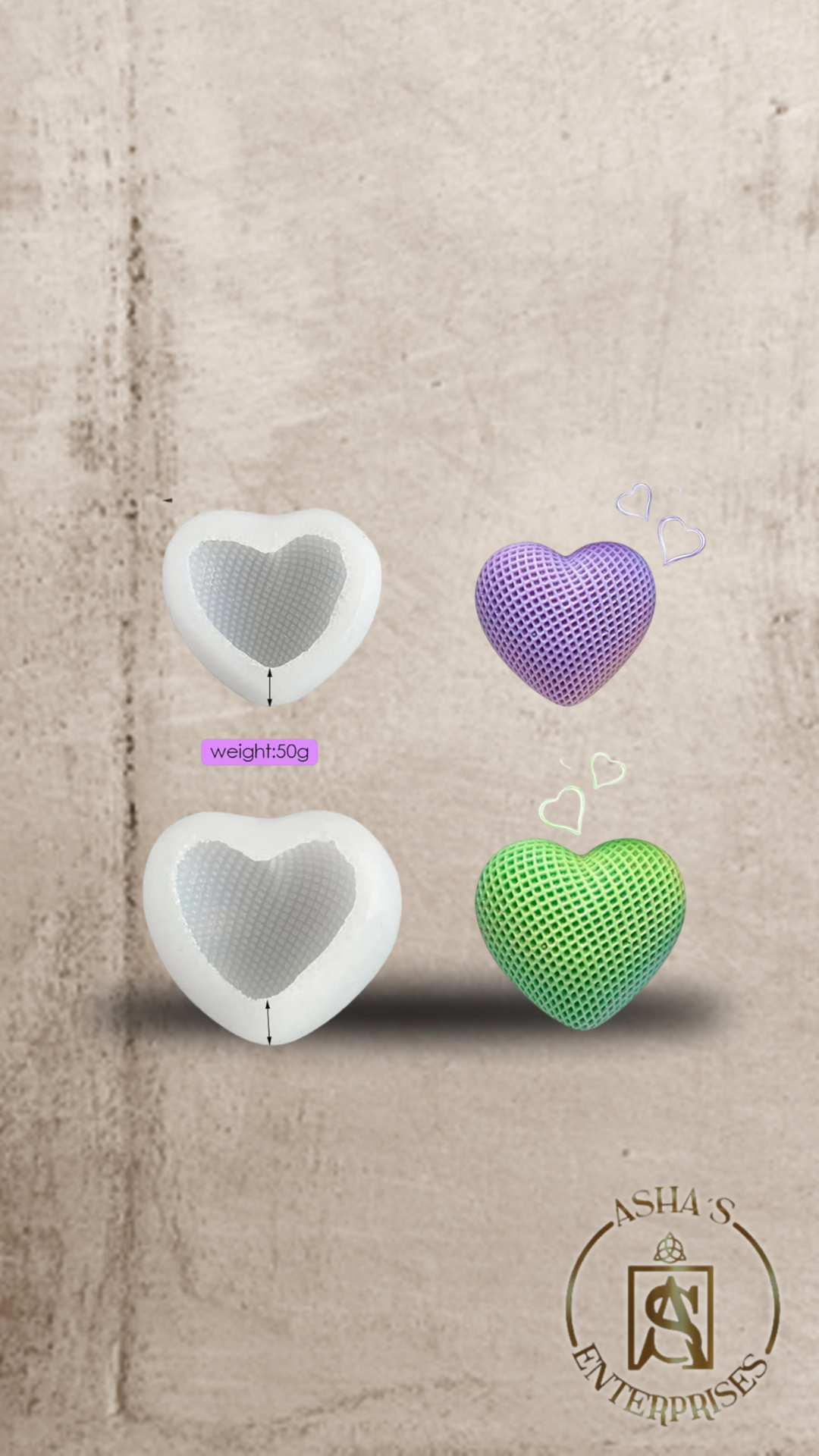 Molde de silicona corazón 3d grande