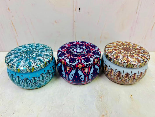 Envase de Hojalata Mandala, Mármol y Rosas