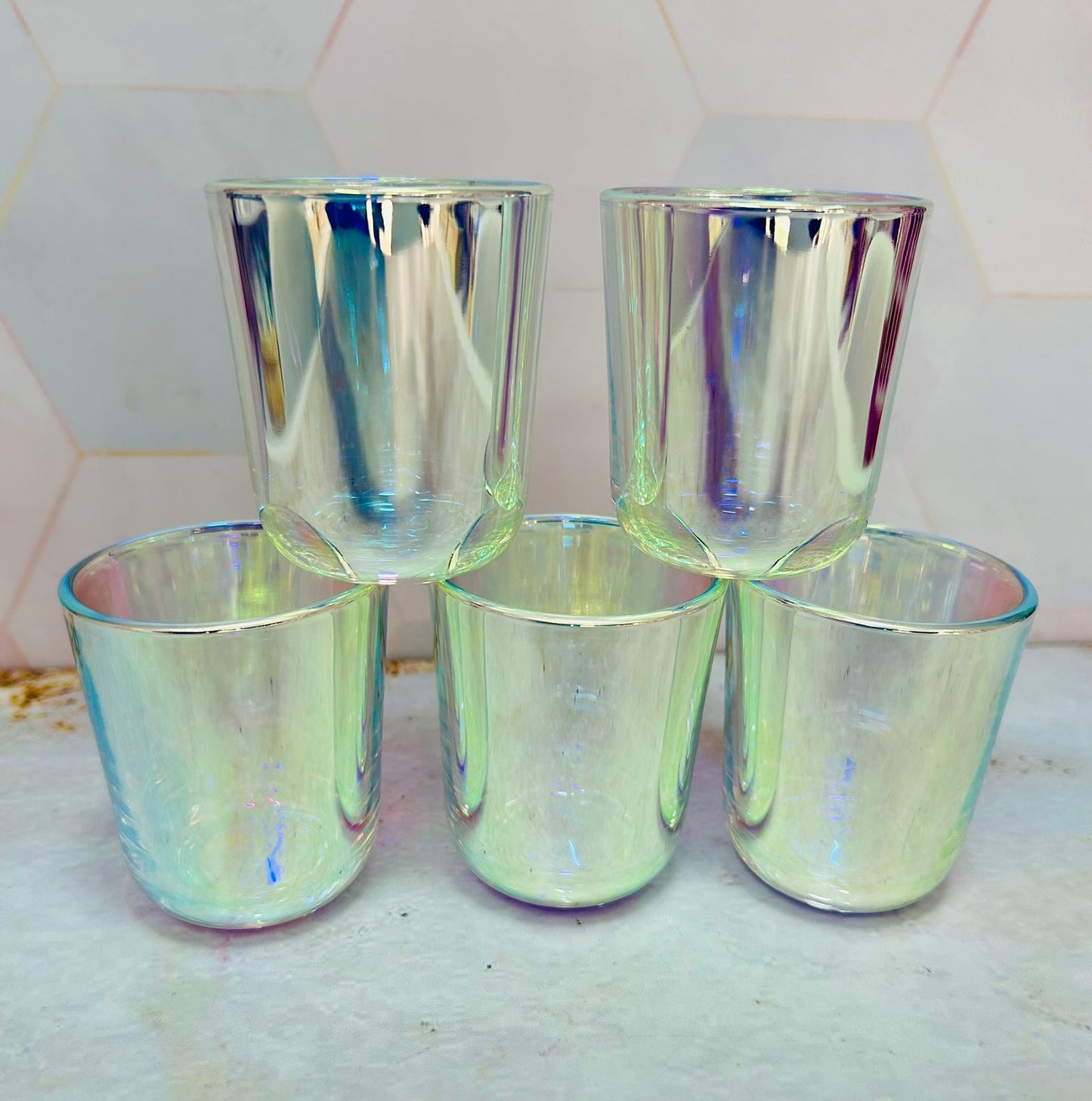 Vaso de Vidrio Tornasol Pequeño con tapa de madera