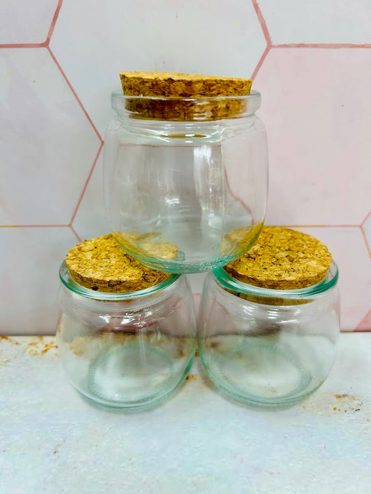 Vaso de Vidrio tipo Pudín pequeño con tapa de corcho