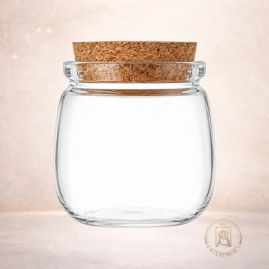 Vaso de Vidrio Tipo Pudin Grande con Tapa de Corcho
