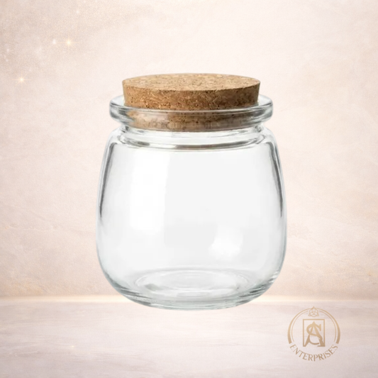 Vaso de Vidrio Tipo Pudín Pequeño con Tapa de Corcho