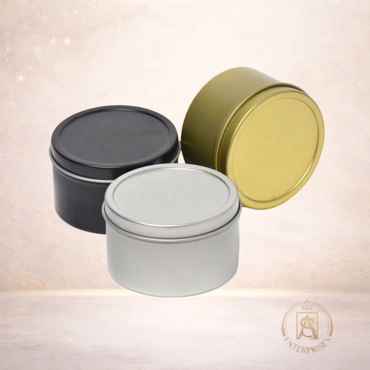 Envase de Hojalata de Lujo Unicolor: Dorado, Blanco Negro y Plateado