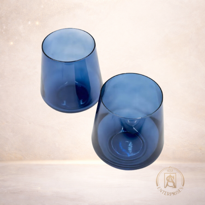 Vaso de Vidrio tipo Pirámide Azul