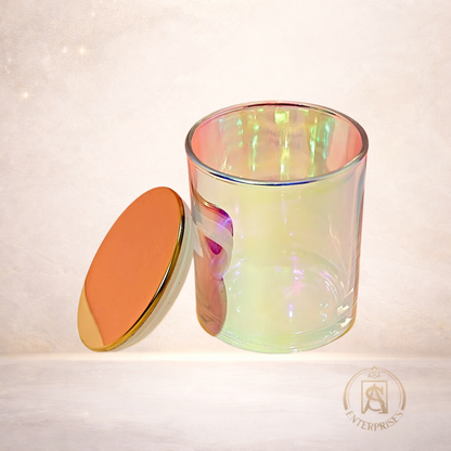 Vaso de Vidrio Tornasol Grande con tapa (madera y metálica)