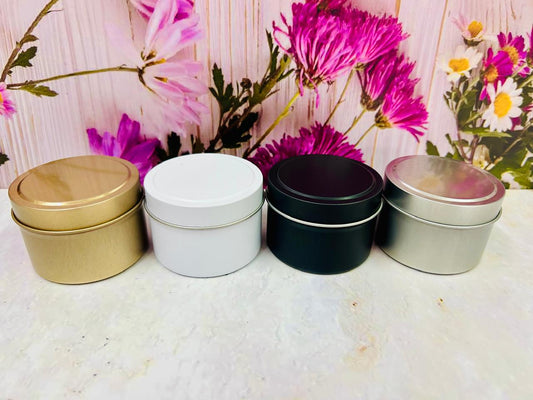 Envase de Hojalata de Lujo Unicolor: Dorado, Blanco Negro y Plateado