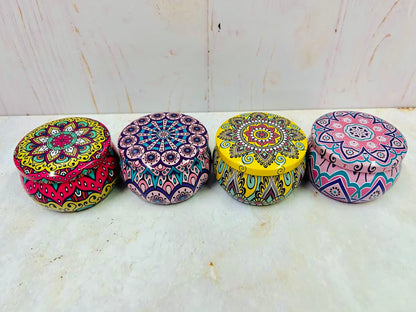 Envase de Hojalata Mandala, Mármol y Rosas