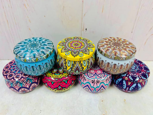 Envase de Hojalata Mandala, Mármol y Rosas