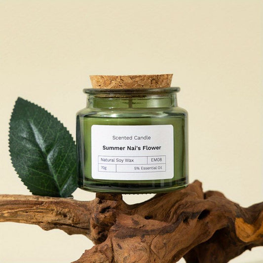 Vaso de Vidrio Verde Pequeño con tapa de Corcho