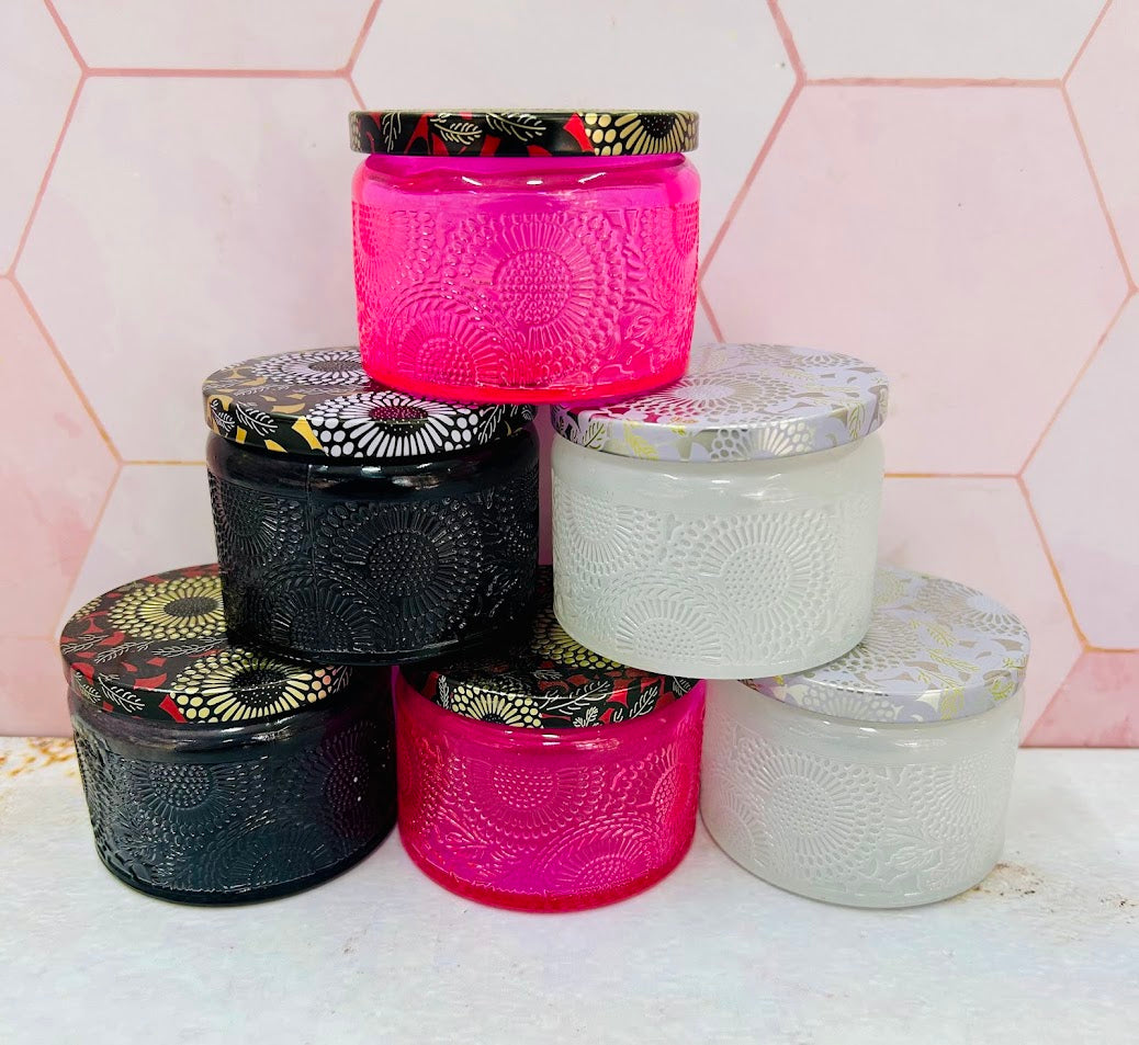 Vaso de vidrio de colores importado (Rosado, Blanco y Negro)