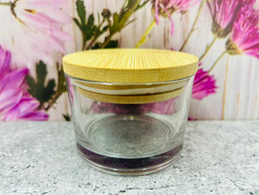 Vaso de Vidrio Pequeño con tapa de Bambú