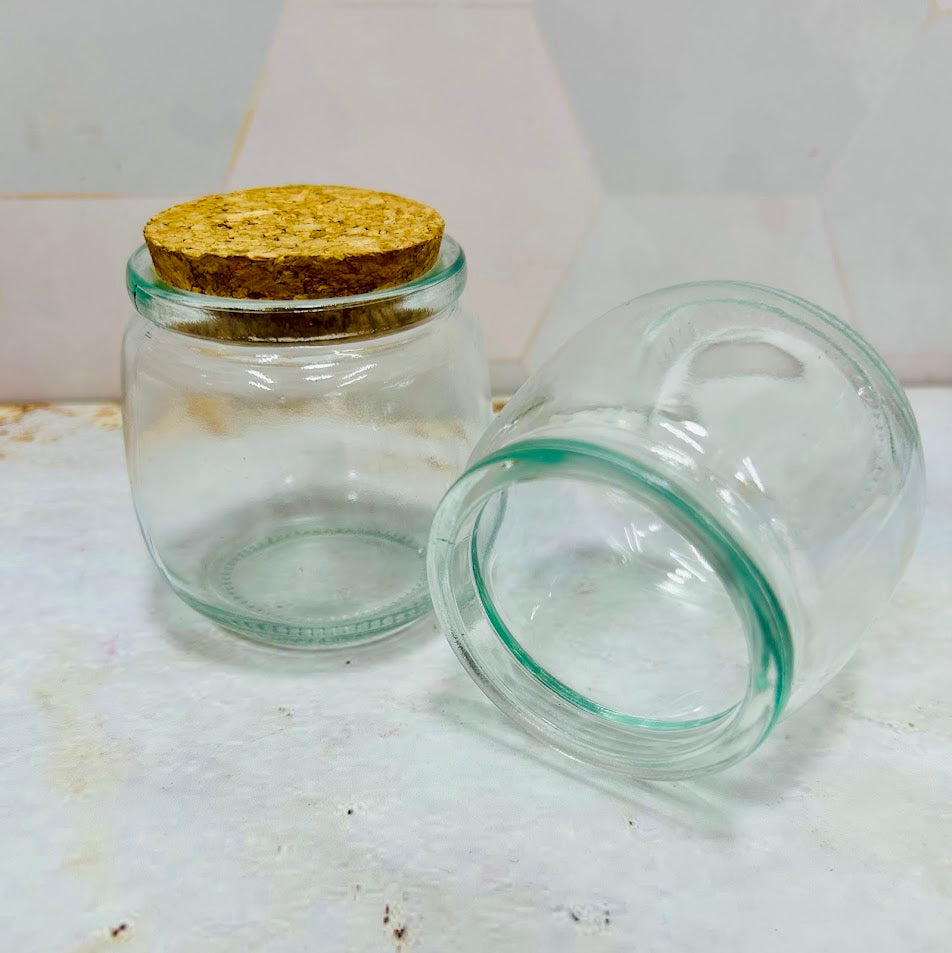 Vaso de Vidrio tipo Pudín pequeño con tapa de corcho