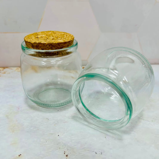 Vaso de Vidrio tipo Pudín pequeño con tapa de corcho