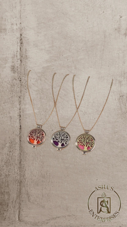 Collar Aromaterapia Difusor “Árbol de la Vida” – Acero Inoxidabl