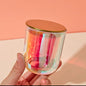 Vaso de Vidrio Tornasol Grande con tapa (madera y metálica)